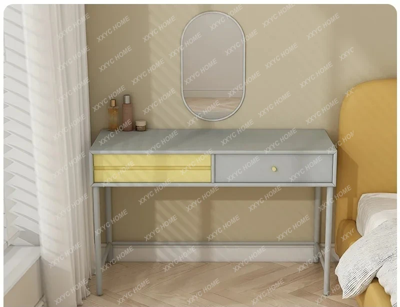 Multifunctional Dressing Table Modern Simple Storage Integrated Makeup Desk Apricot Gray Customization