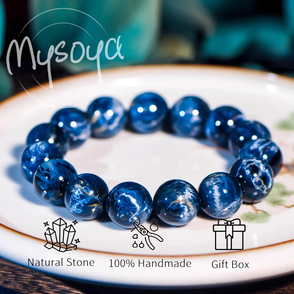 

MYSOYA Natural Namibia Blue Pietersite Bracelet With Gift Box, Birthday Gift, Valentine’s Day