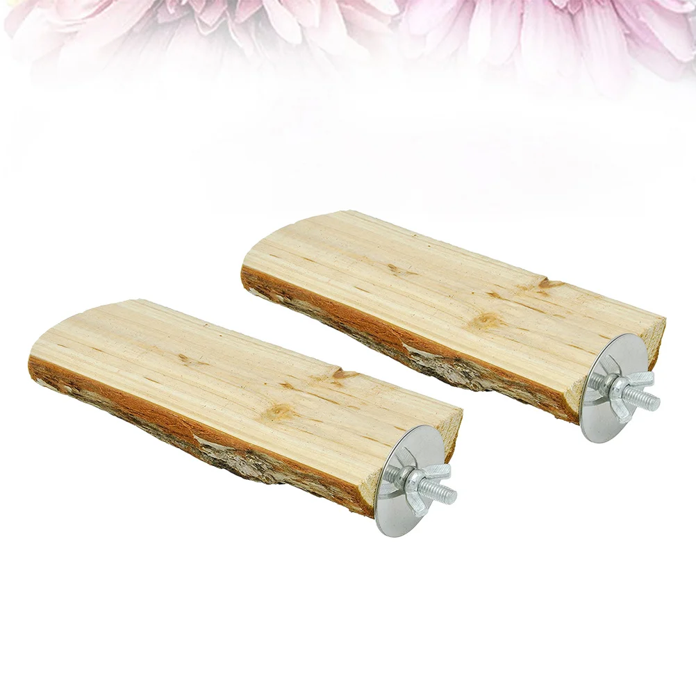

2Pcs Wooden Pet Springboard Round Parrot Hamster Cage Platform DIY Small Animal Board Enrichment Supplies