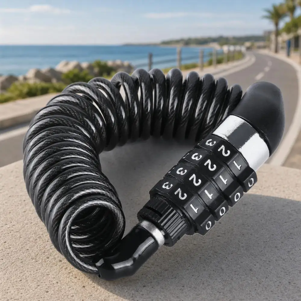 Bicycle 4 Digit Password Steel Wire Rope Lock Bike Steel Wire Chain Lock Motorcycle Anti-theft Code Helmet Lock Bike Accessories