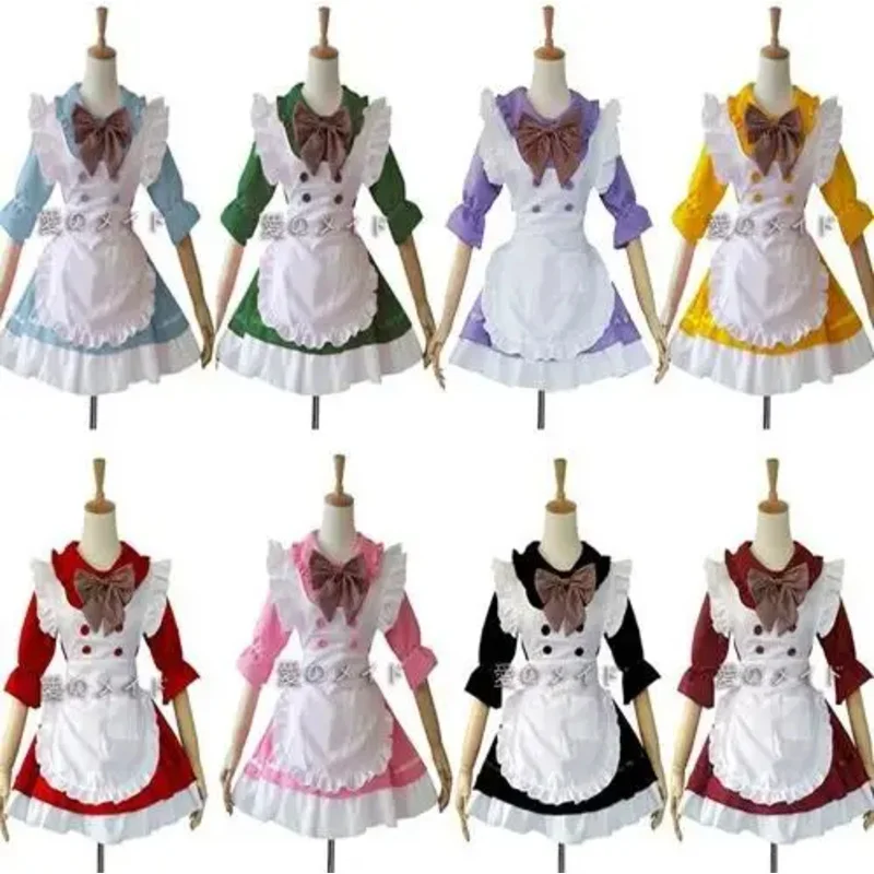 lolita french satin adult pink sissy maid long cosplay japanese anime kids sexy maid costumes women costume Fancy Dress Uniform