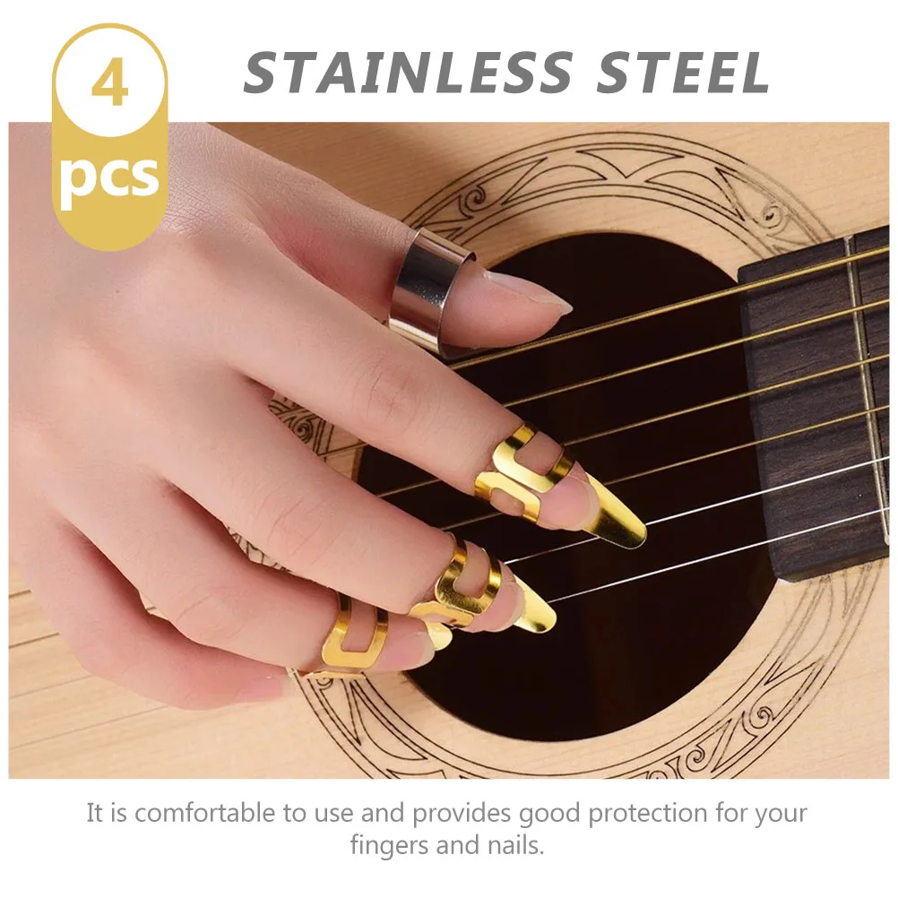 

Stainless Steel Guitar Finger Picks Set Durable Anti-Rust Finger Protectors Enhanced Control Performance Practical