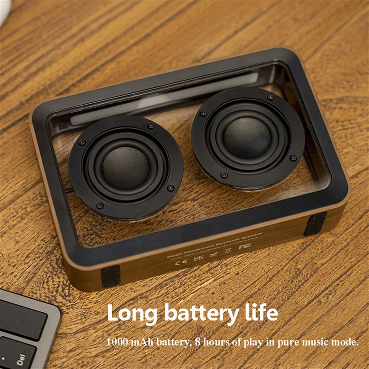 

LDFH Retro Bluetooth Speaker Transprent TWS Connection Stereo Bluetooth Soundbar Wireless MP3 Music Player with Night Light A