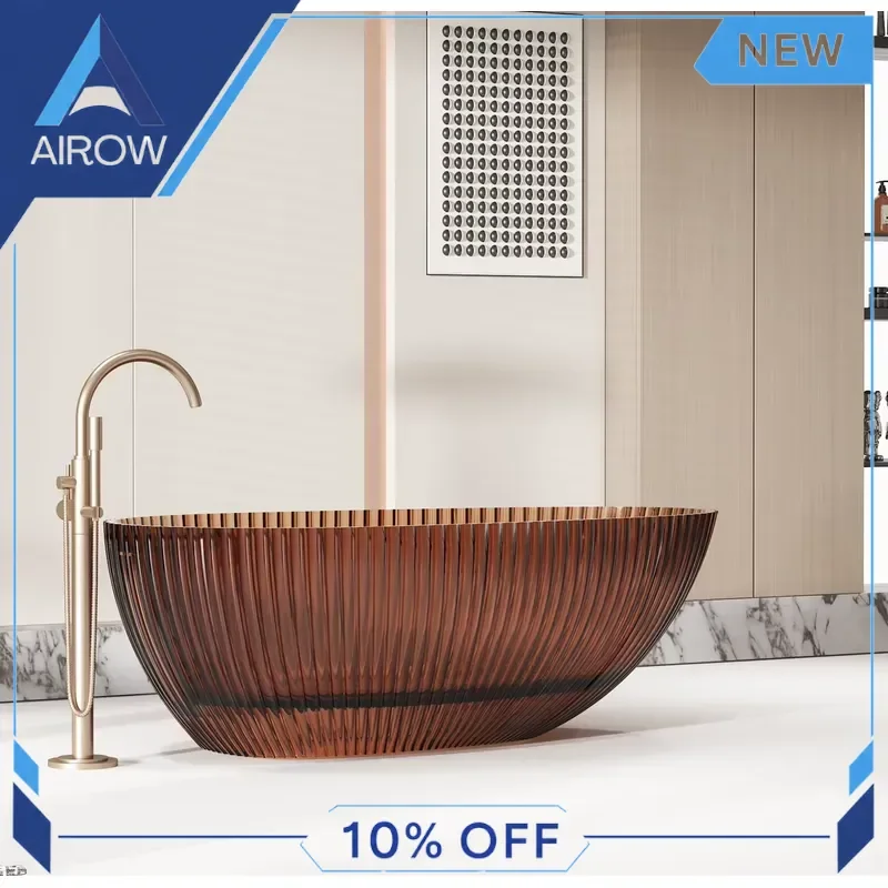 for Luxury Transparent Resin Bathtub Colorful Crystal Artificial Stone Soaking Tub Modern Bathroom Freestanding Bath for Home