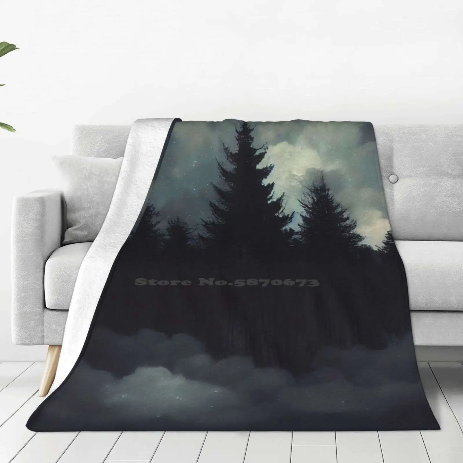 Dark Forest Hot Sale Printing High Qiality Warm Flannel Blanket Wood Black Metal Foggy Horror Macabre Creepy Foresta Bosco Dark