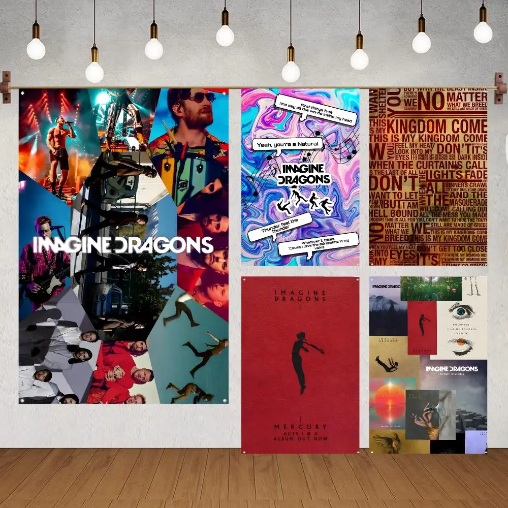 Band Alternative Imagine Dragons Flags for indoor decoration with no edging and four corner rings for easy hanging