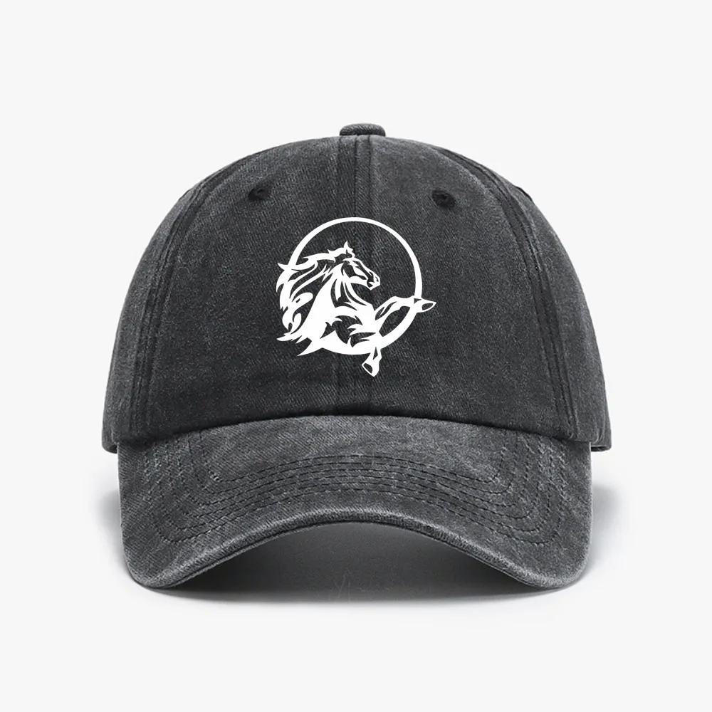 

Galloping Horse Print Baseball Cap casual Vintage Distressed Denim Washed hat Unisex Fashion Suitable for Outdoor Sports caps
