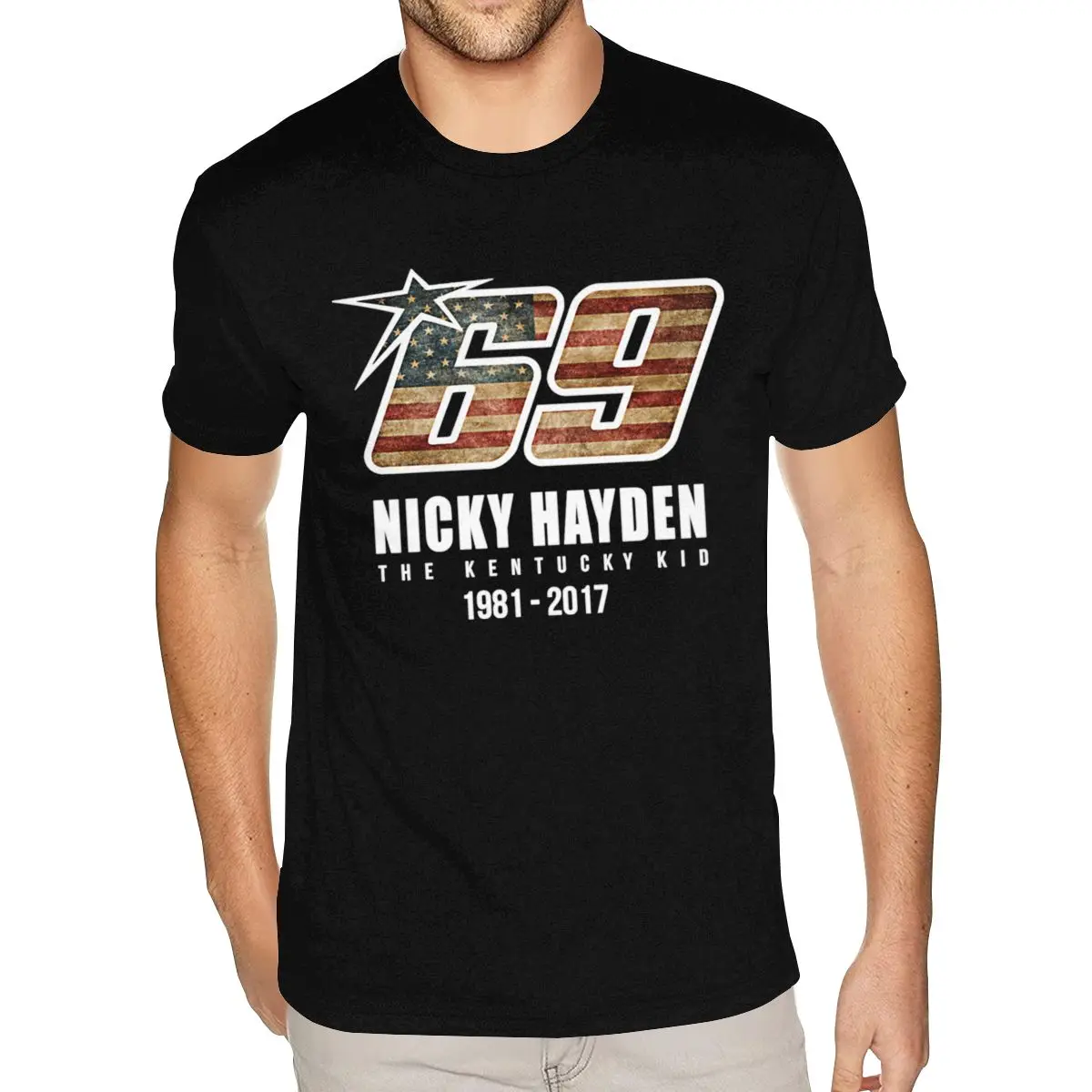 تي شيرت رجالي رسمي بأكمام قصيرة وياقة دائرية من القطن الطبيعي نيكي هايدن 69