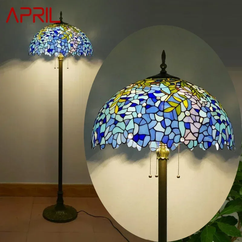 

APRIL Tiffany Floor Lamp American Retro Living Room Bedroom Lamp Country Stained Glass Floor Lamp