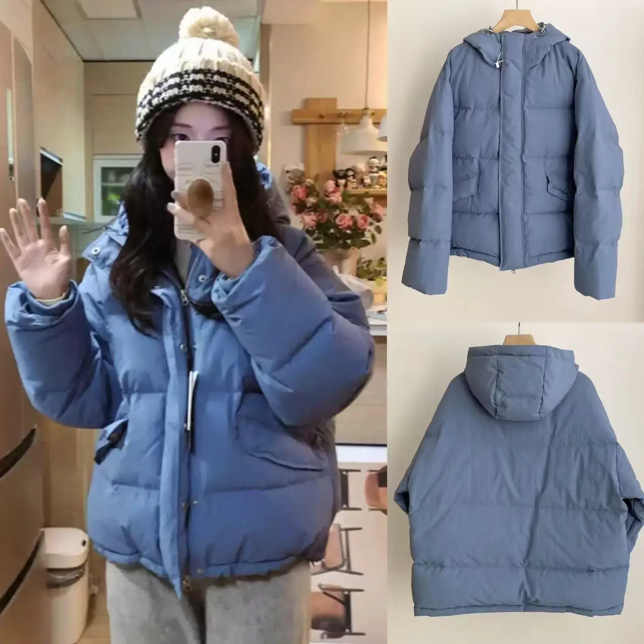 خفيفة الوزن دافئة 90 Du down Puffer Jaet عادية كسول تنوعا معطف مقنع فضفاض صالح المرأة Faion الشتاء ملابس خارجية #1
