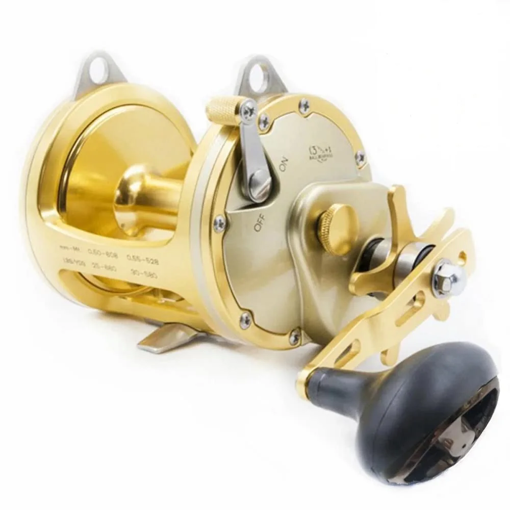 Big Sea Fishing Reel Saltwater Windlass Metal Coil Gold Ocean Fishing Supplies Wrap Drums Professional Trolling Jigging Reels