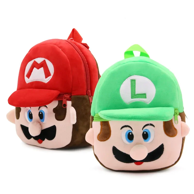 Super Mario Children's Backpack Cartoon Cute Mario Action Figures 1-3 Years Old Plush Schoolbag Kids Cartoon Peripheral Toy Gift