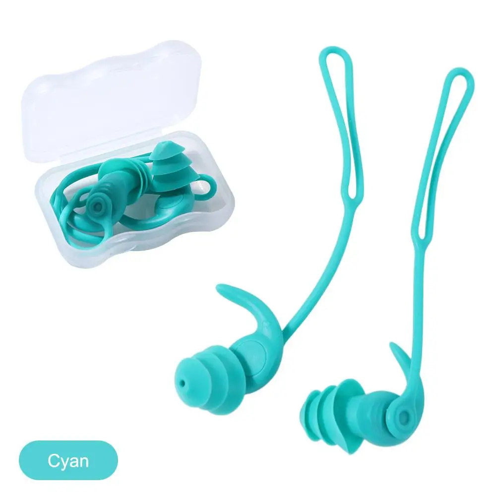 1 Pair Professional Waterproof Swimming Earplugs Comfort Silence Corded Ear Plug Silicone 3 Layer Waterproof Earplug Adults