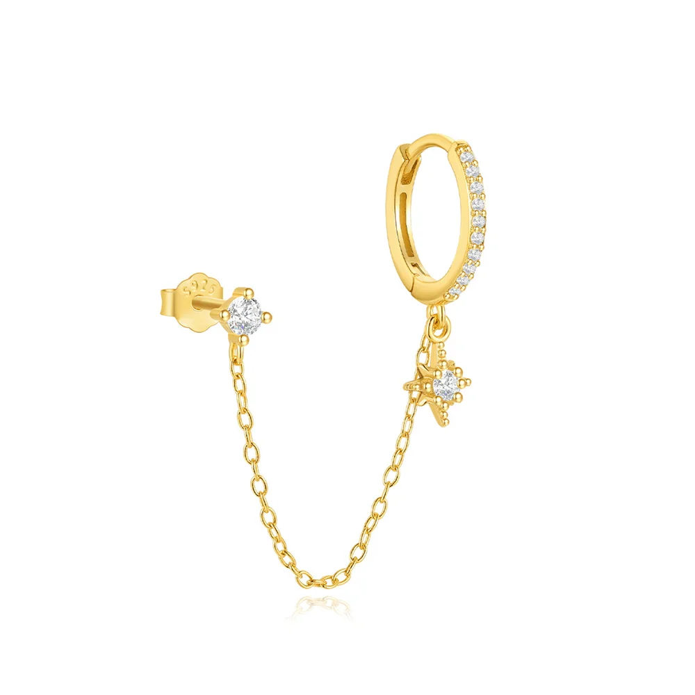 روكسي 925 الفضة INS الاتجاه ثمانية نجمة مدببة شرابة الزركون وأقراط للنساء 1 قطعة ثقب القرط مجوهرات حفلات الزفاف