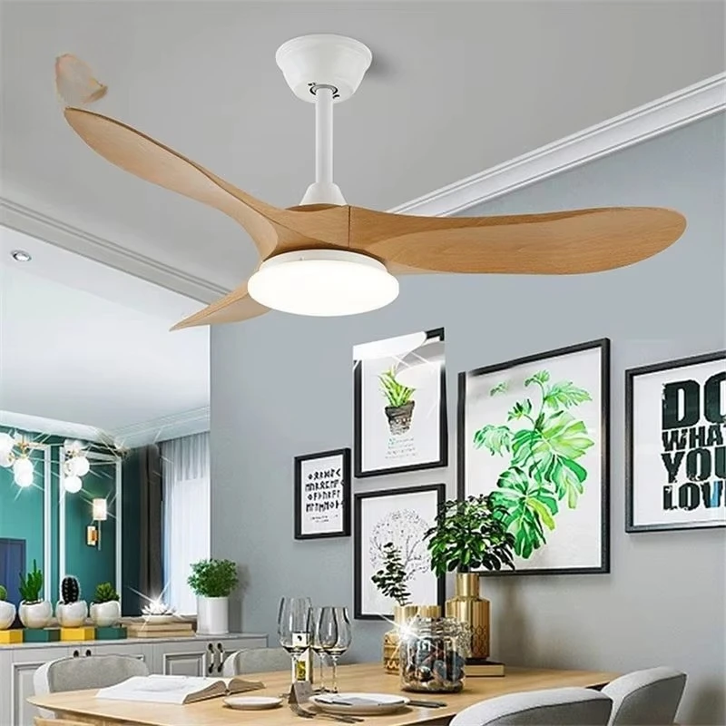 OEM Custom 52" Metal Strong Airflow LED Fan Light Remote Control Living Room Electric Ceiling Fan Light view 2