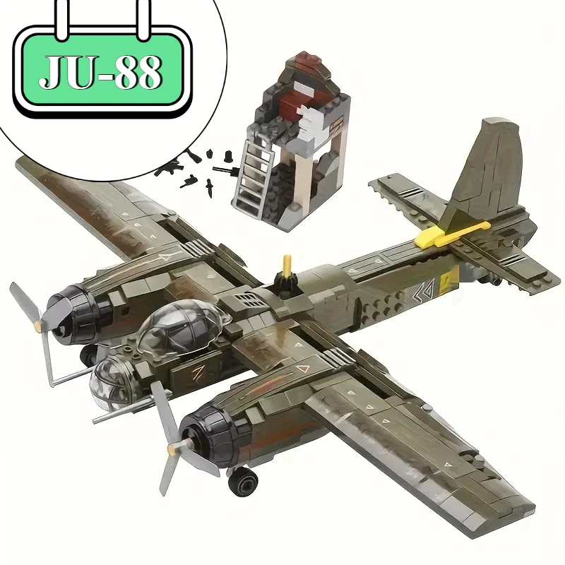 

MOC Германия-Junker 88 Бомбардировщик ju-88 559 шт. Война Второй мировой войны Классическая модель самолета Строительные блоки Игрушки Детский праздничный подарок