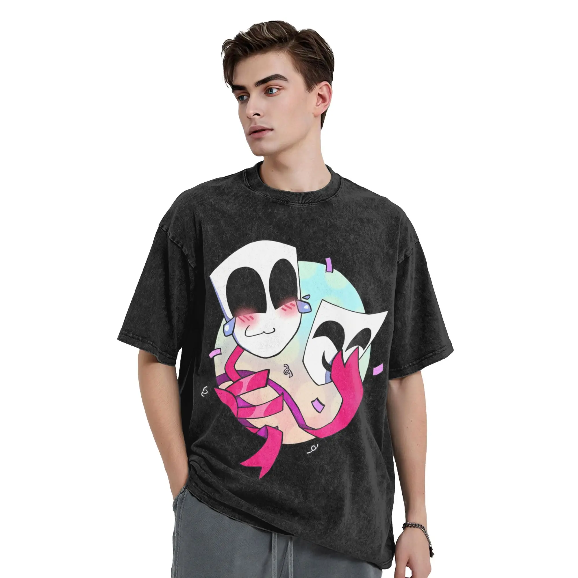 Gangle Cartoon Digitals Circus Washed T Shirt Streetwear Vintage T-Shirt Tees Men Women Cotton Oversize Summer