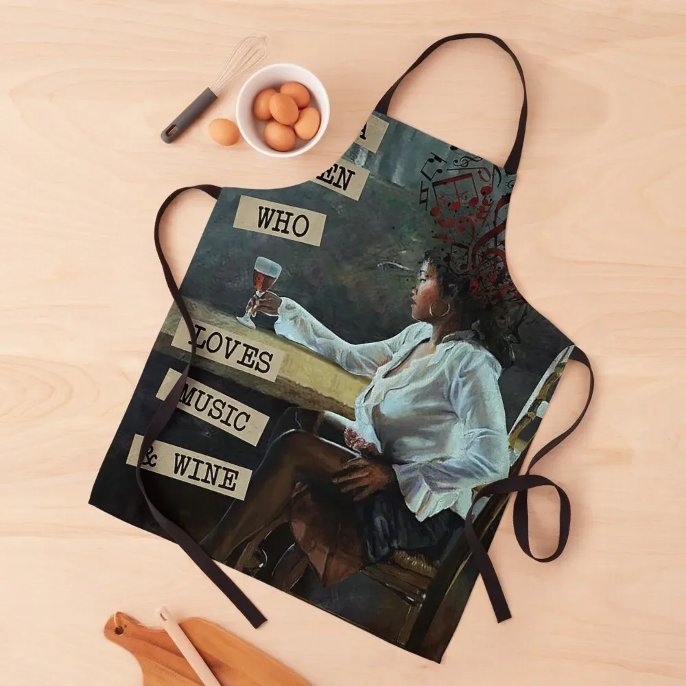 

Afro Queen Music Just a queen who loves music and wine Apron Chef Uniform Women with personal logo christmas 2024 Apron