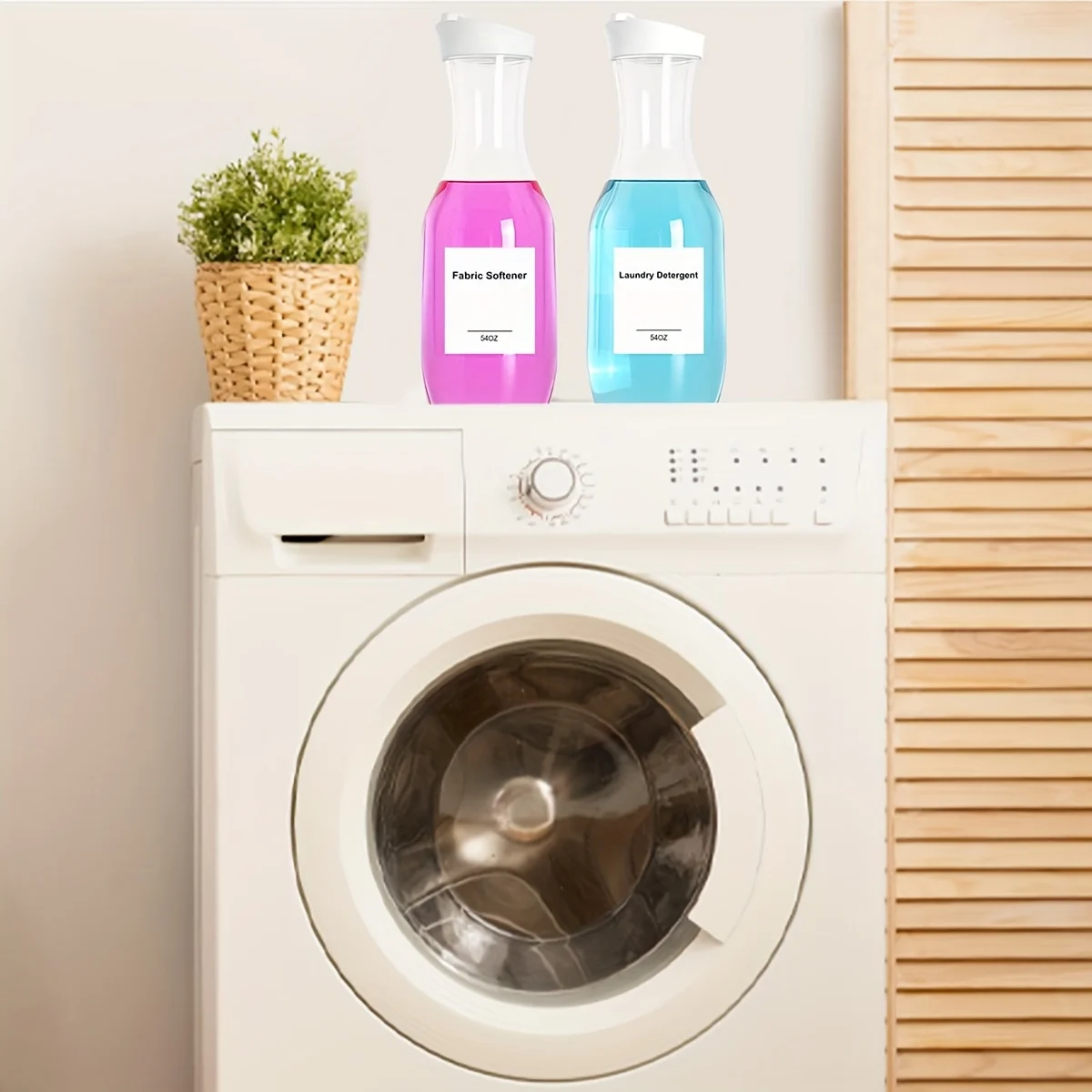 2 Pack 54 OZ Laundry Detergent Dispenser, Laundry Soap Dispenser, Liquid Laundry Detergent Container and Organizer Box, Clear