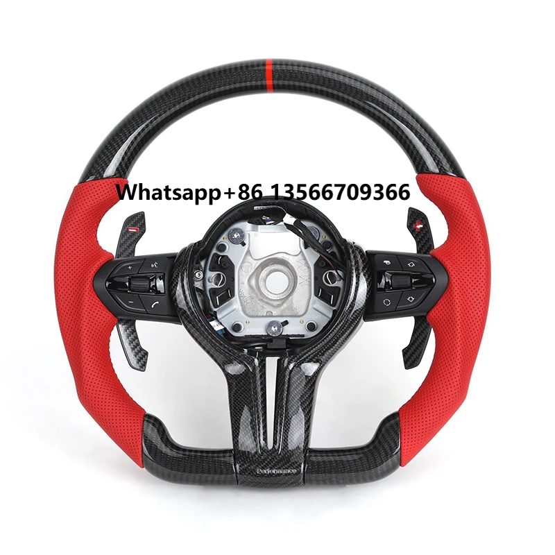 

With Red Top Trip Perforated Leather Carbon Fiber Steering Wheel for F30 F32 F10 F20 F07 F01 F82 F10 E46 E90 M3 M4 M5 M7