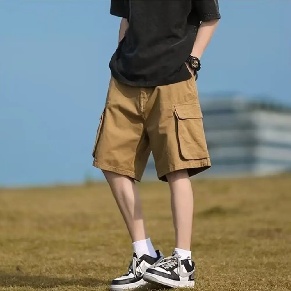 Summer Mens Cargo Shorts Fashion Straight Fit Casual Workwear Tactical Pant Multi Pockets Breathable Loose Street Style