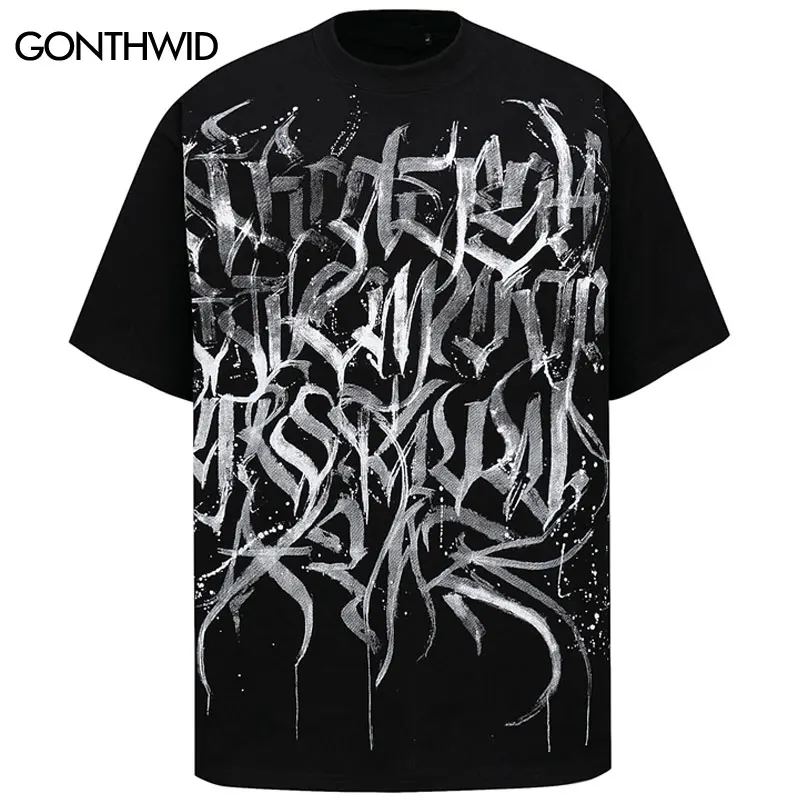 

Hip Hop Tshirt Grunge Streetwear Graffiti Graphic Printed Punk Gothic T-Shirts Harajuku Casual Cotton Baggy Short Sleeve Top Tee