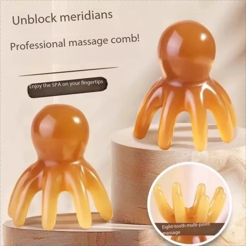

Cute Resin Octopus Massage Comb – Portable Head Massager Scalp Gua-Sha & Acupoint Massage Tool for Hair Care & Relaxation