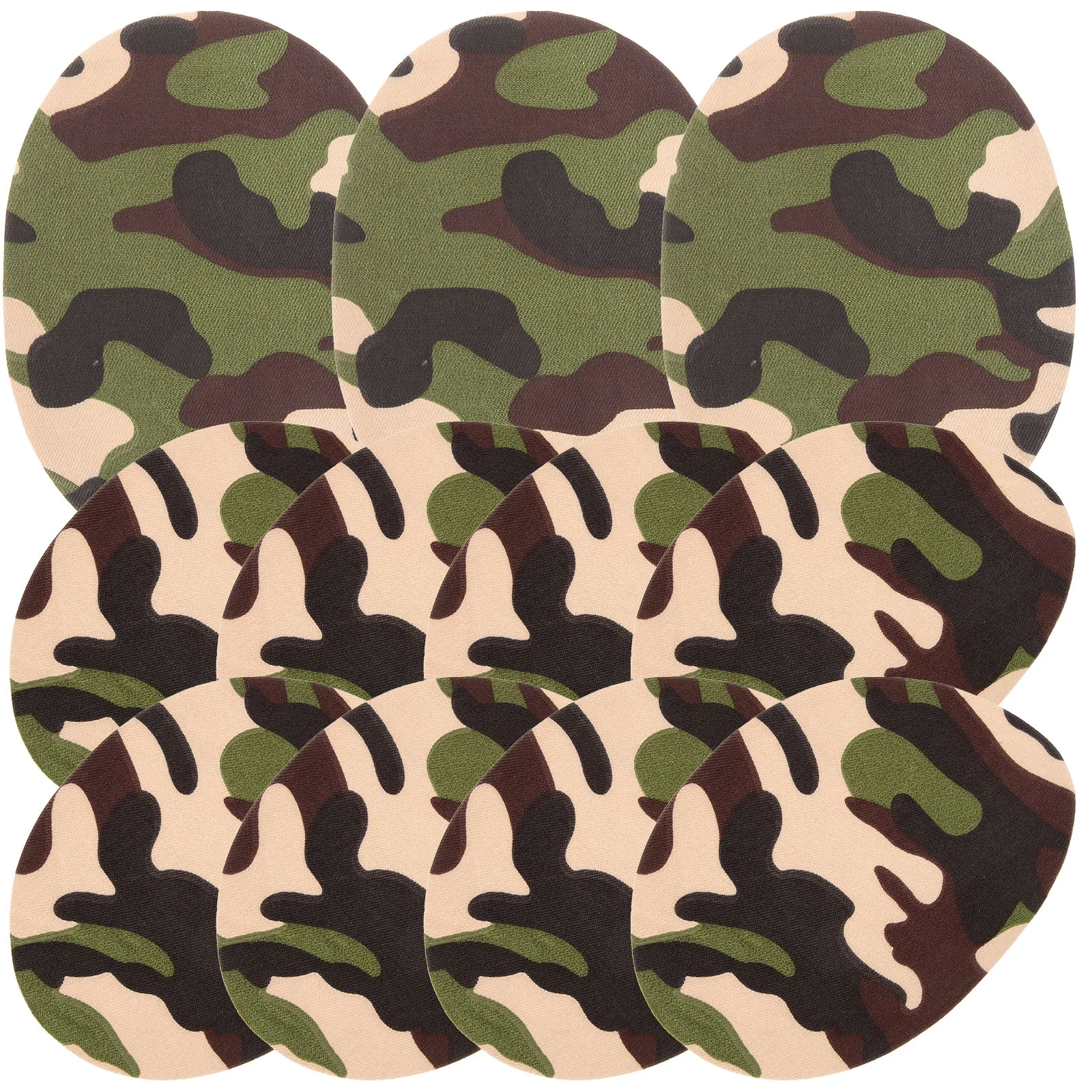

10pcs Garment Sewing Patches Clothing Elbows Camouflage Printing Iron On Patches Durable Polyester Repairing For Jackets Bags