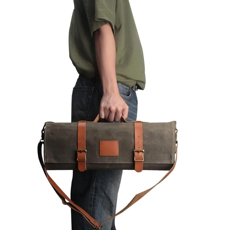 Borsa porta attrezzi da chef in tela cerata, portaoggetti da cucina, con tasche organizzate