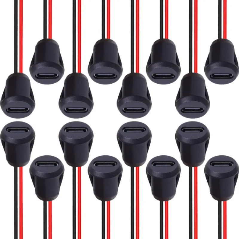 

5/1 шт. гнездовой 2-контактный USB-разъем типа C, водонепроницаемый с гнездом, разъем для быстрой зарядки, порт для зарядки, вилка зарядного устройства USB-C