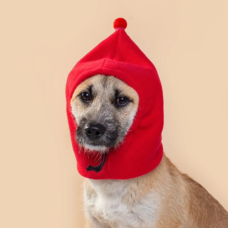 Dog Fleece Hat Drawstring Adjustment Hat For Dogs Cat Pure Color Puppy Warm Cap Pet Transformation Cap Funny Pet Casual Headgear