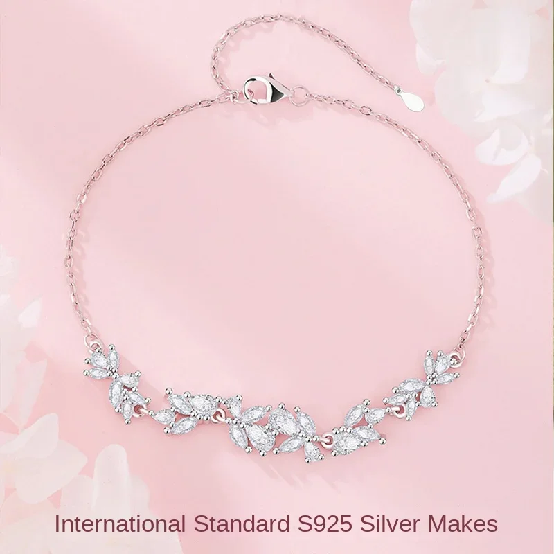 S925 sterling silver smile wisteria flower bracelet girls light luxury niche exquisite and simple