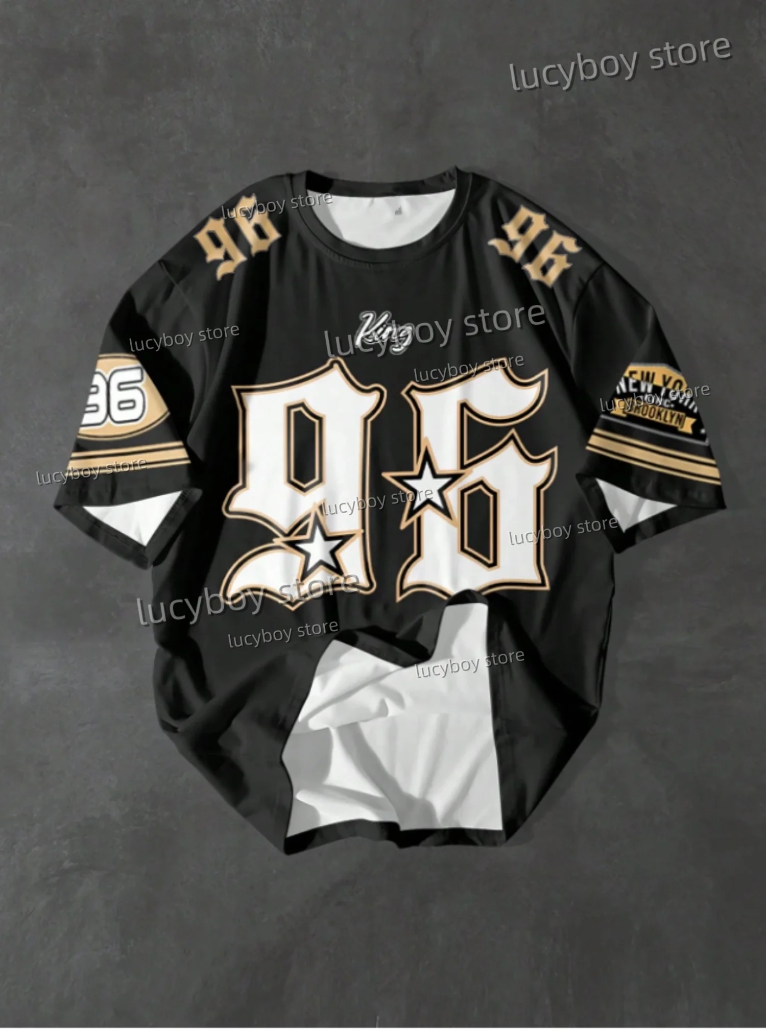 

2025 Summer Men Sports Men's T-Shirt No.96 King Print Round Neck Short-Sleeved Top Daily Street Men JERSEY T-Shirt