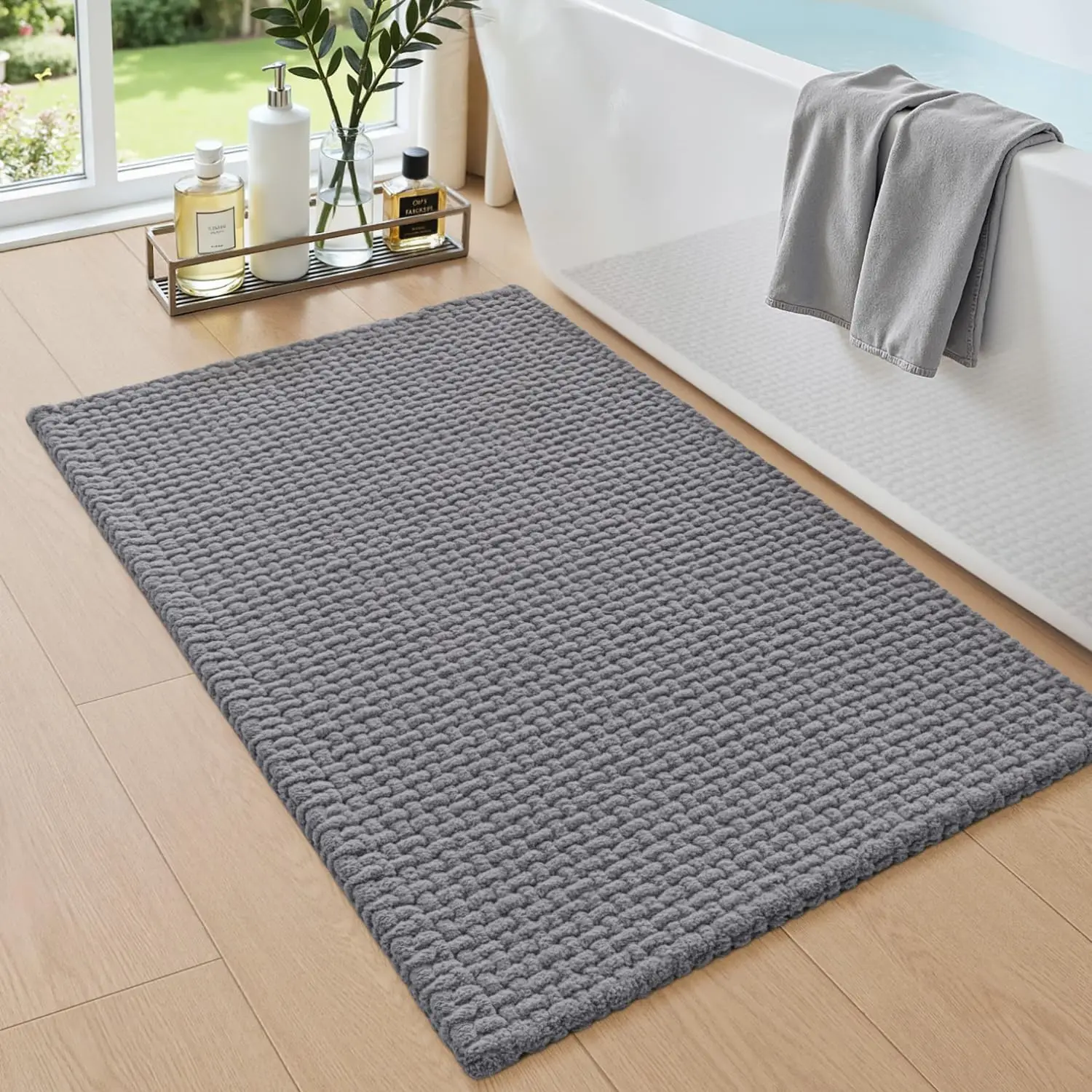 

Bathroom Rugs 24x36, Non Slip Washable Bath Mat, Absorbent Chenille Bathmat, Ultra Soft Thick Carpet for Tub Shower Flo