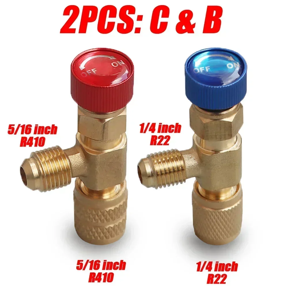 2/4/8PCS Flüssigkeit Sicherheitsventil R410A R22 Klimaanlage Kältemittel Werkzeug 1/4 "Sicherheitsadapter Klimaanlage Reparatur