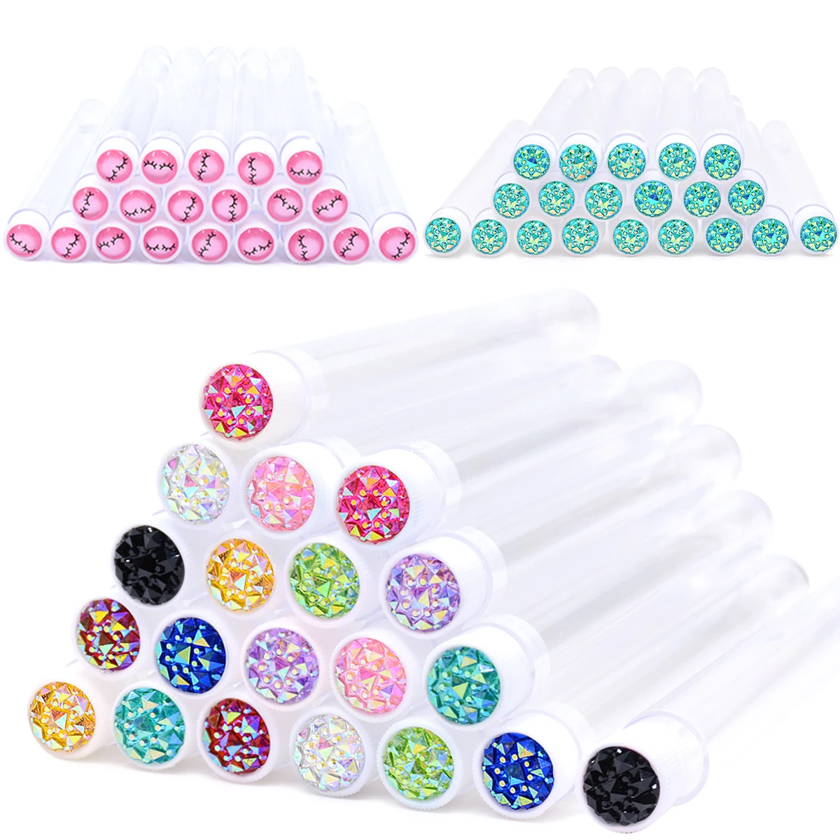 20pcs Empty Eyelash Brushes Tubes Reusable Eyelash Mascara Wand Container Sparkling  Lash Spoolies Combs Dust-proof Flask Case