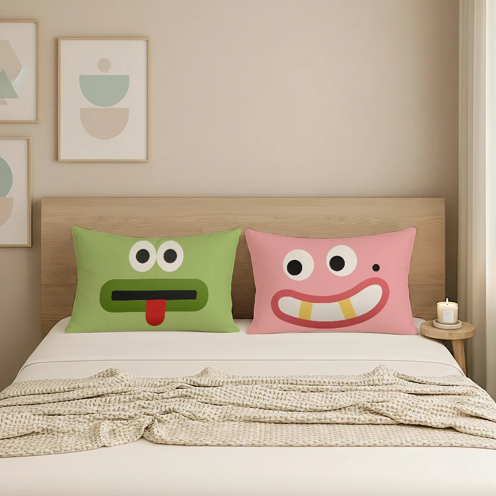 Funny print cute Emoticons  Pillow Case Suitable for Office Bedroom Sofa Home Decoration Rectangle Cushions