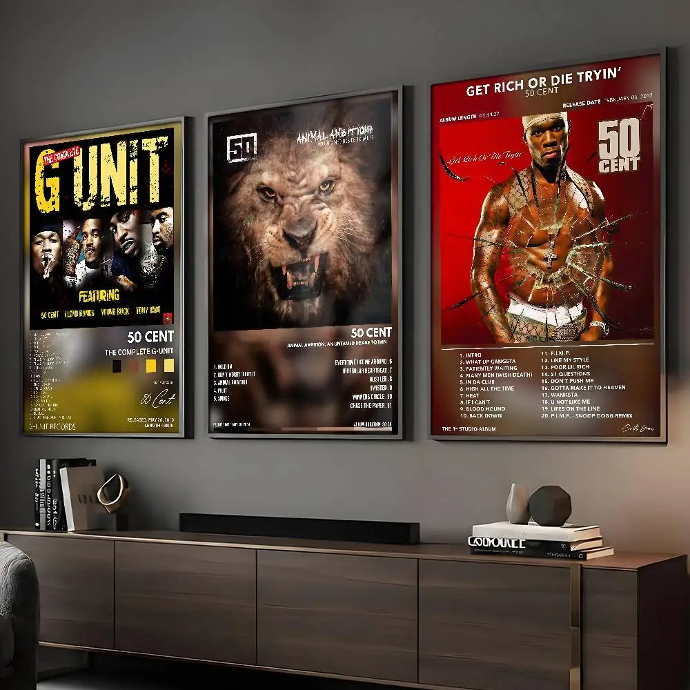 Rapper 50 Cent Poster HD Sticky Wall Art Printing Waterproof Home Living Bed Room Bar Aesthetic Decor