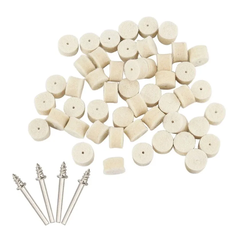 13mm Buffing Wheel 50* 50pcs Felt For Rotary Tool For Stones And Glass Polishing Pad +4pcs Mandrels High Quality