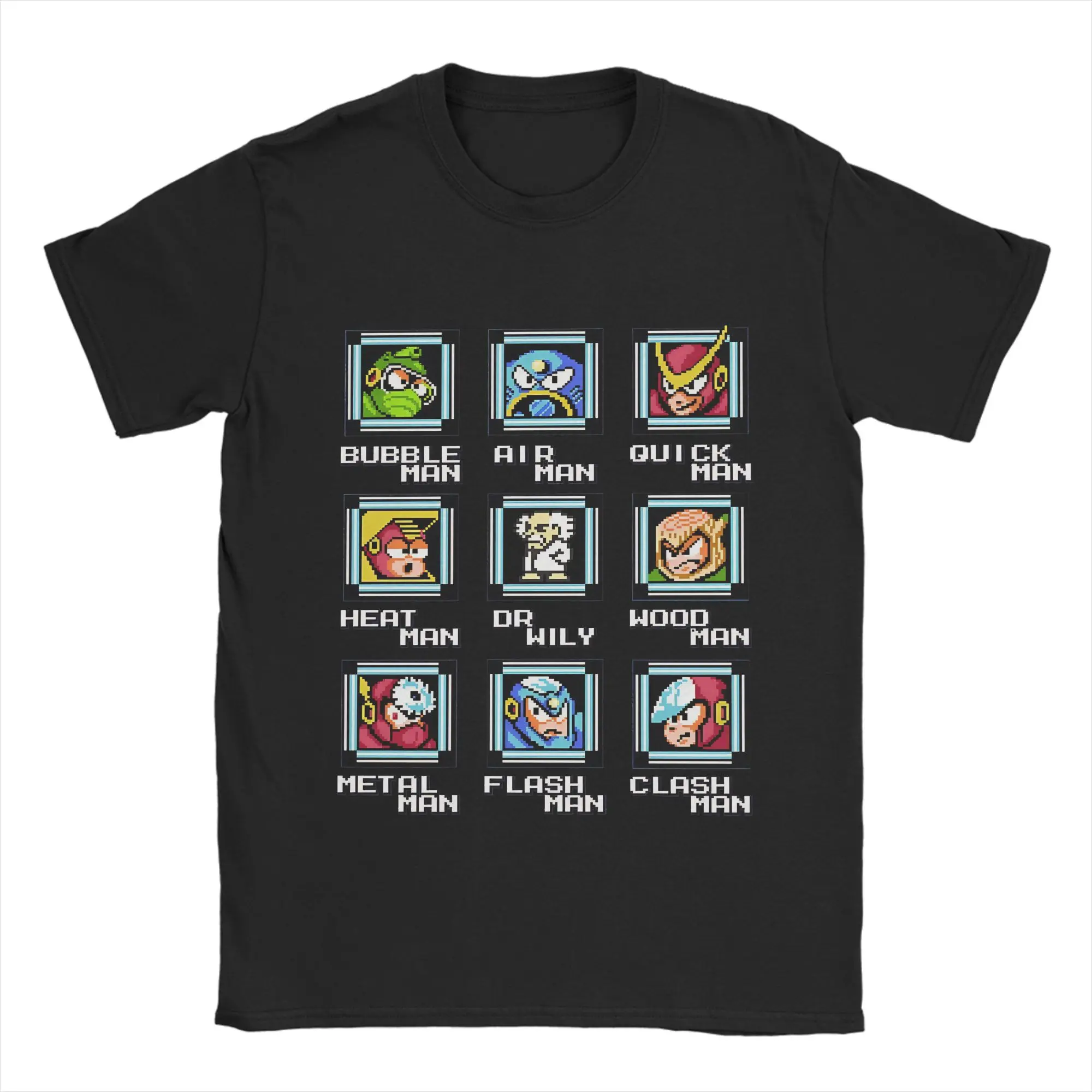 NES Retro-Videospiel Mega Man Bosses Bettdecke, Hemd, Tasse, Pullover, lustige Grafik, 100 % Baumwolle, T-Shirt, Megaman-T-Shirts, Oberteile für Herren – Detail 4