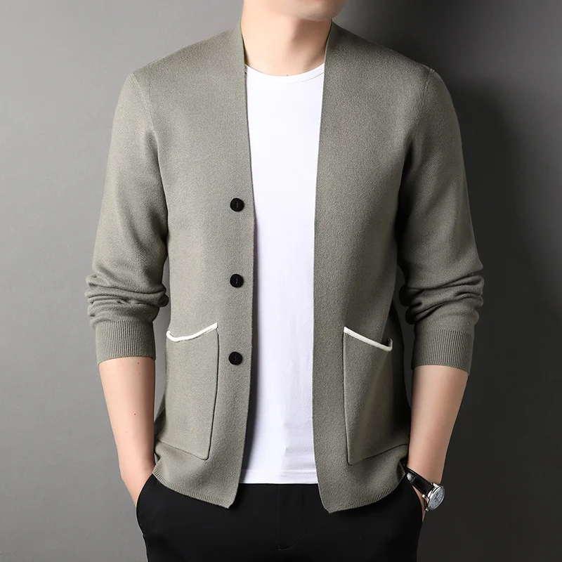 Top Grade New Brand Designer Fashion Knit Graphic Cardigan For Men Sweater Casual Korean Coats Jacket Mens Clothing 2023