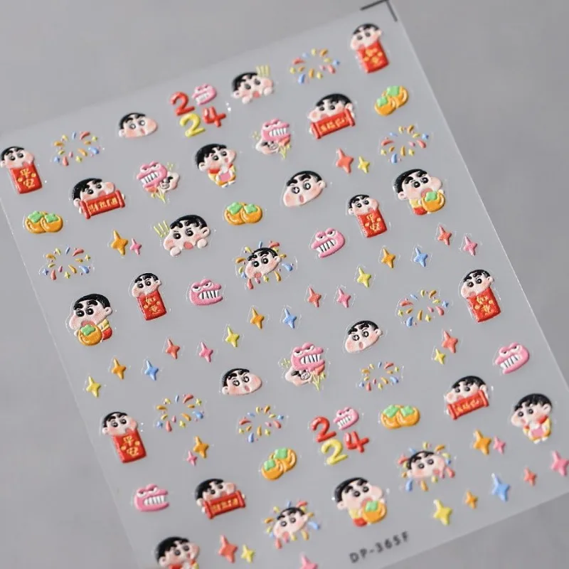 Bonito dos desenhos animados lápis shin-chan adesivos de unhas em relevo decoração tridimensional caso do telefone móvel copo de água adesivos atacado