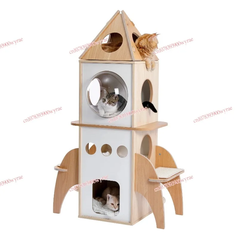 Scratching Post Cat Play Tower Multi-level Wooden Cat House Large Furniture Activity Center Large  Hammock Sisal Cat Tower