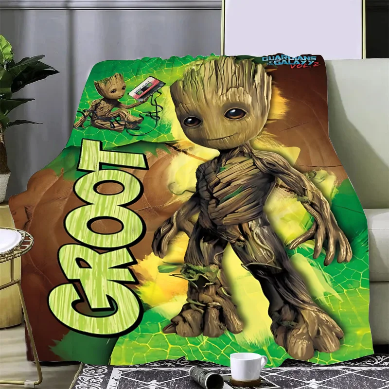 Marvel Cute Groot Koc z nadrukiem Koce piknikowe Ciepły koc Miękki i wygodny koc Domowy prezent urodzinowy do podróży