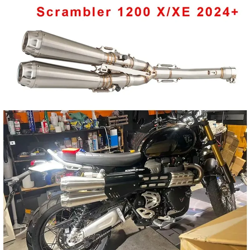 For Triumph Scrambler 1200 XE 1200X 2024 2025 2026, Complete Motorcycle Full Exhaust System Muffler Replacement Parts