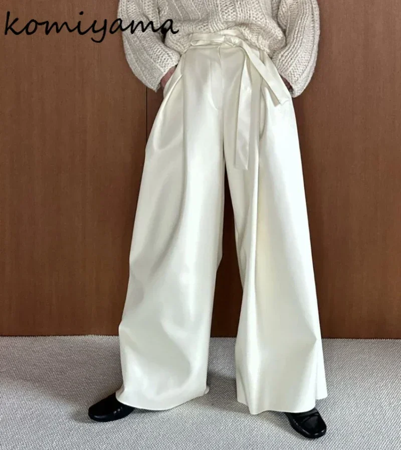 

Lace Up High Wasit Women Pants Japan Style Wide Leg Pantalones Mujer Casual Ropa Mujer Loose Womens Clothes Straight Trousers