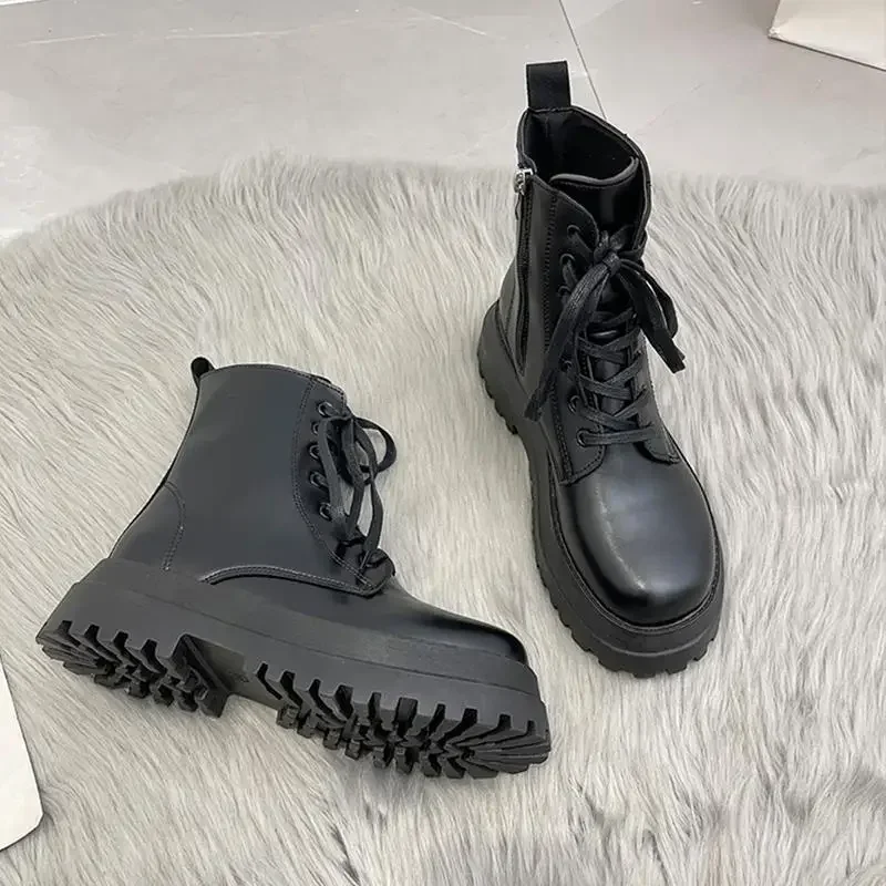

Woman Short Shoes New In Black Platform Chunky Spring 2025 Booties Large Size Warm On Promotion Y2k Sale Ankle Boots for Women