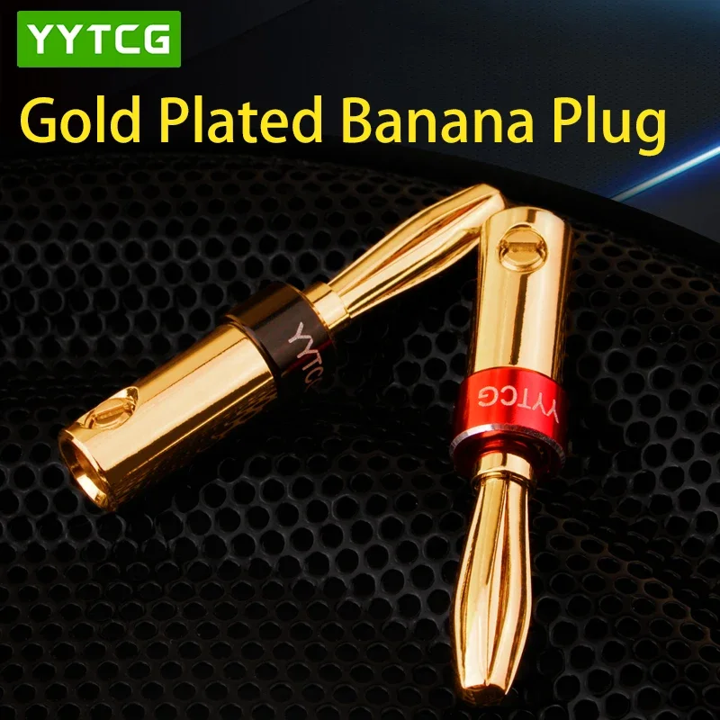 

YYTCG 4pcs Banana Connector 4mm Speaker Banana Plugs 24K Copper Gold Plated 4mm Banana Jack Match with 4mm Binding Post