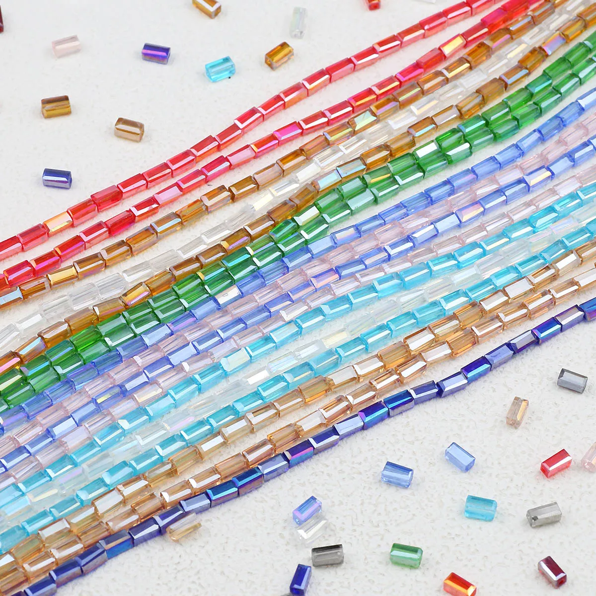 50pcs 4x8mm Austrian Rectangle Crystals Glass Square Loose Spacer Beads For Jewelry Making Bracelets Necklaces DIY Accessorie