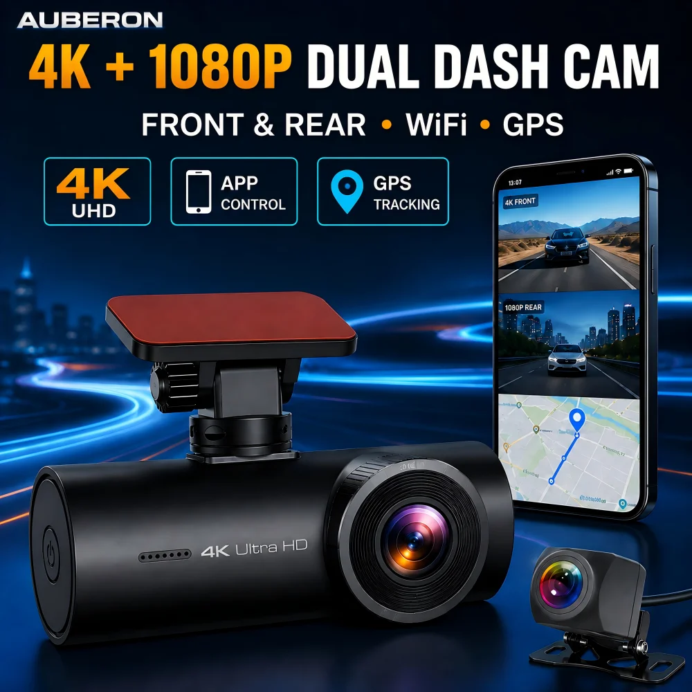 4K Dual Dash Cam Front And Rear With Wifi And Gps Mini Car Video Recorder Loop Recording Parking Mode Supercapacitor Car